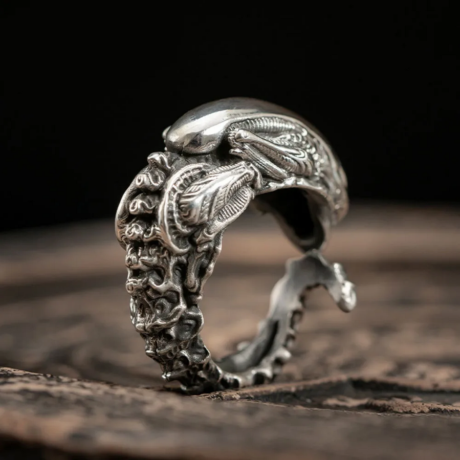 Alien Aliens Open Ring Gothic Silvery Movie Jewelry Adjustable Resizable