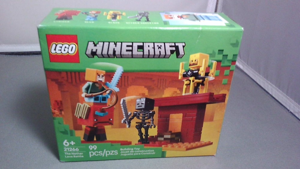 LEGO Minecraft Nether Lava Battle 21266 Building Set with Alex and Zombie Piglin Minifigures