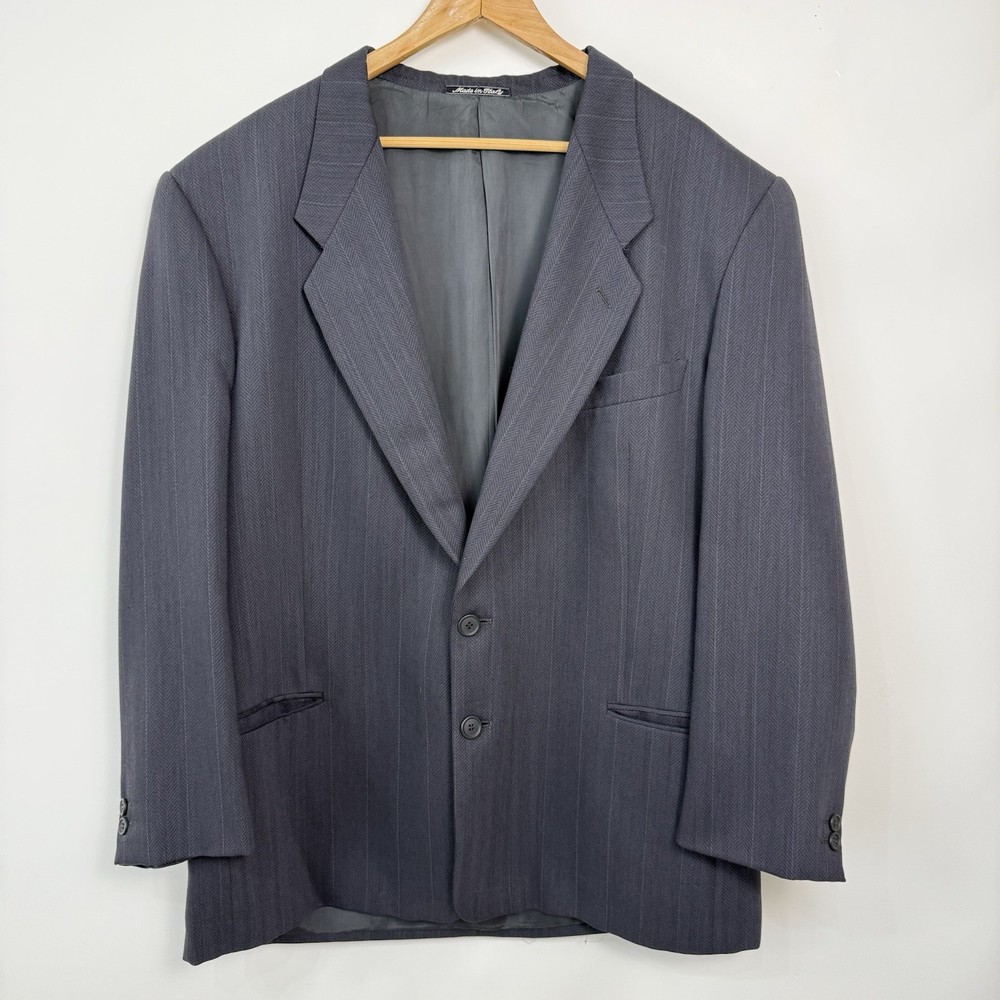 Giorgio Armani Le Collezioni Mens 44R Gray Herringbone Wool Sport Coat Blazer