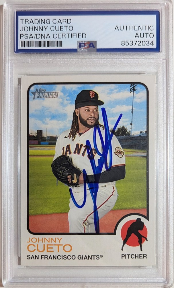 Johnny Cueto Signed 2022 Topps Heritage Trading Card Autographed PSA/DNA Giants