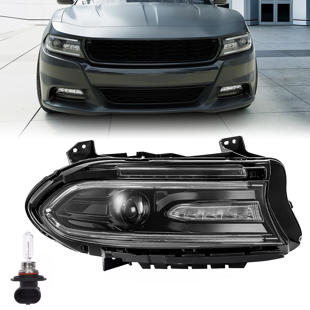 Right Passenger Side For Dodge Charger 2015-2023 Projector Headlight w/ LED DRL
