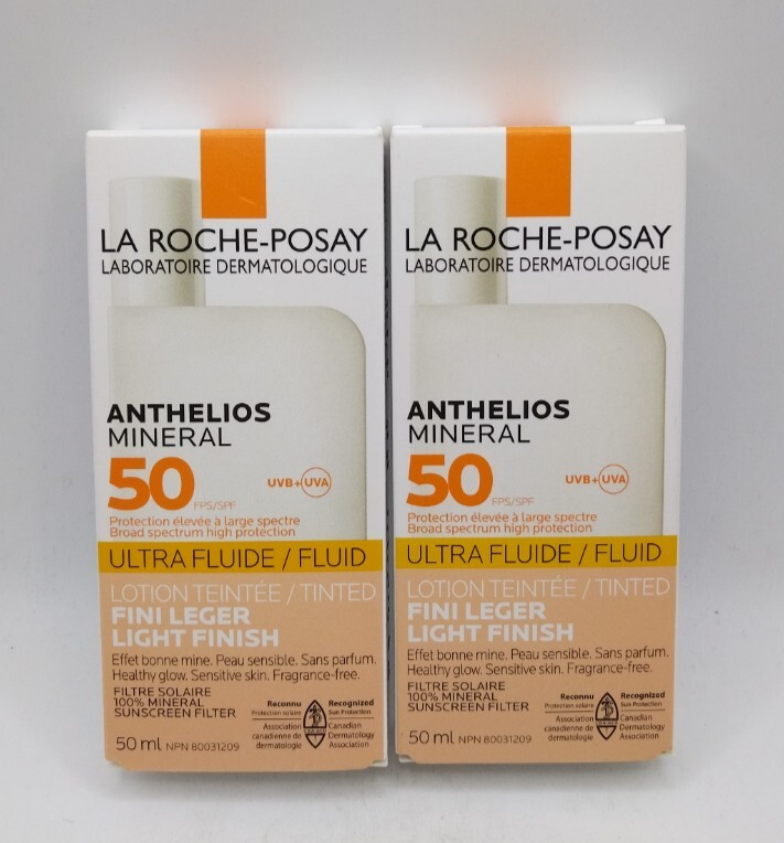 2X! La Roche-Posay Anthelios SPF 50 Tinted Facial Sunscreen Light Finish 50ml