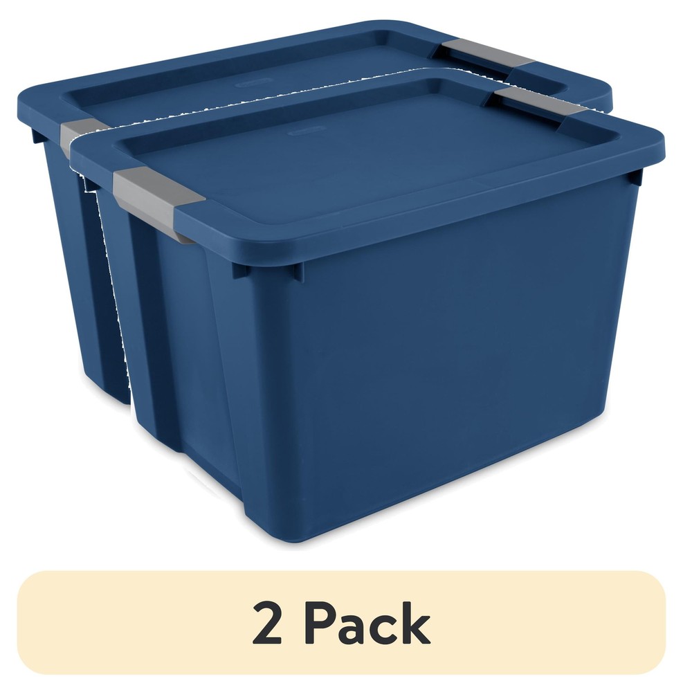 20 Gallon Blue Plastic Storage Bin with Secure Latch Lid
