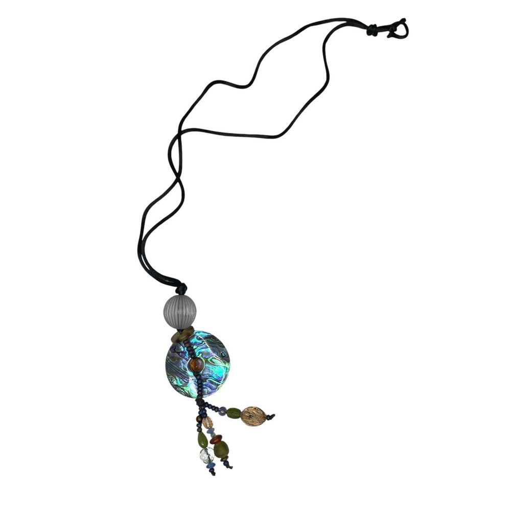 Teresa Goodall Handmade Beaded Shell Pendant Statement Necklace Unique Design