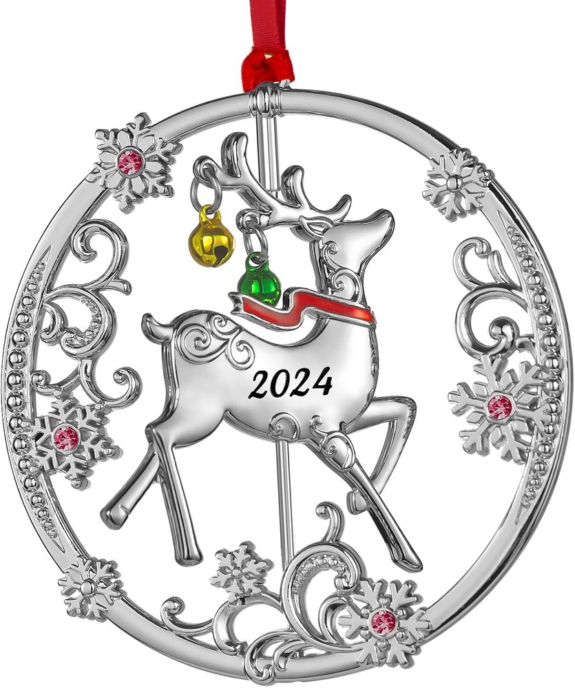 Christmas Tree - 2024 Rotation Reindeer Hanging Silver (2024)