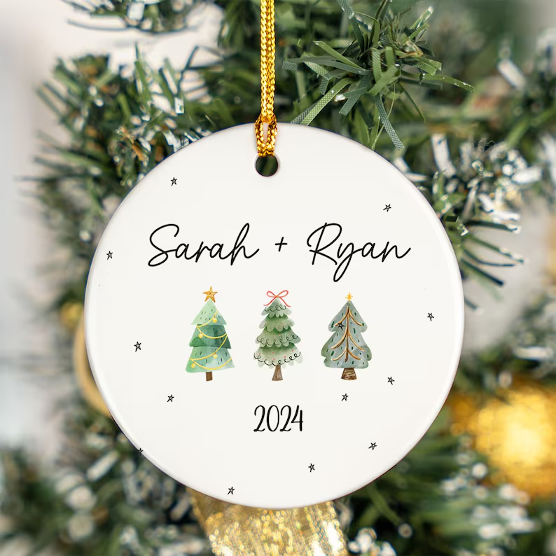 Custom Couples Christmas Ornament with Personalized Names for the Holidays