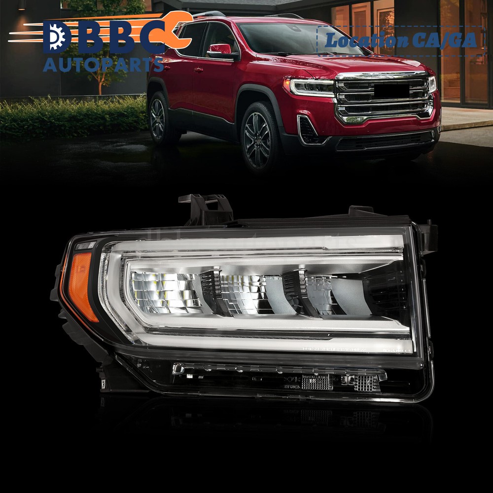 For 2020-2023 GMC Acadia Headlight Headlamp Chrome Passenger Right Side Full LED