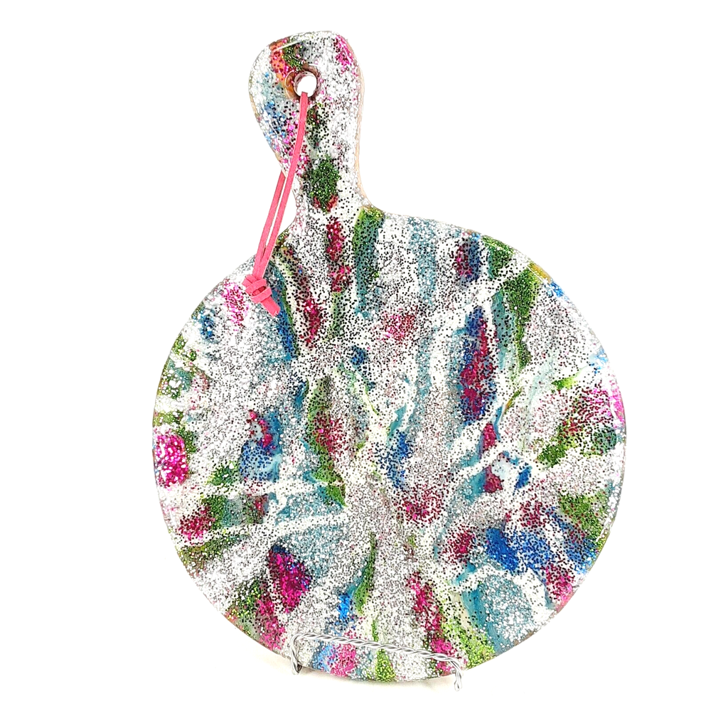 Handmade Charcuterie Board Serving Tray Resin with Glitter Farmhouse Shabby Chic