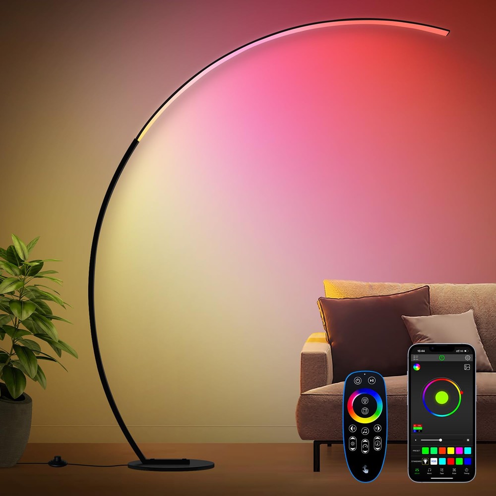 Smart RGB Arc Floor Lamp - 1800LM Ultra Bright with 3 Color Temperatures