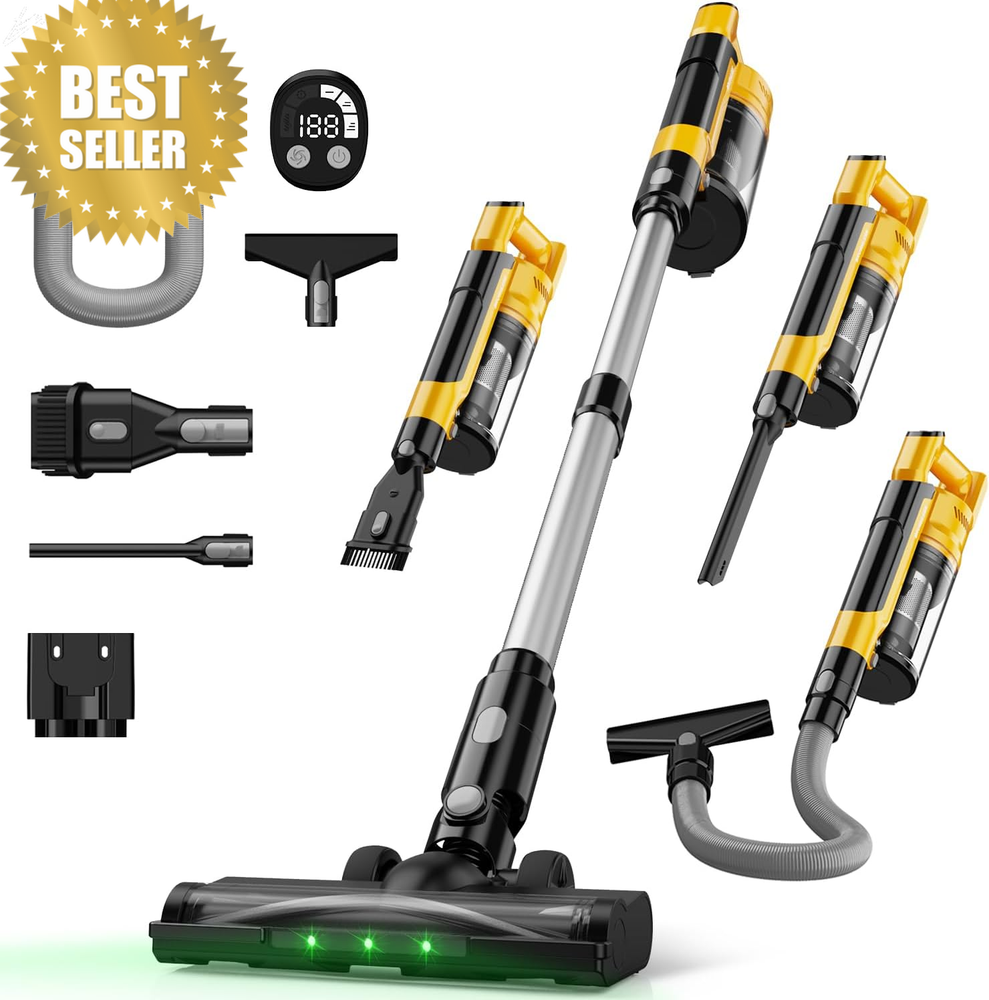 Cordless Stick Vacuum 35KPA 7-in-1 for Dewalt 20V HEPA 350W Motor Carpet Floor