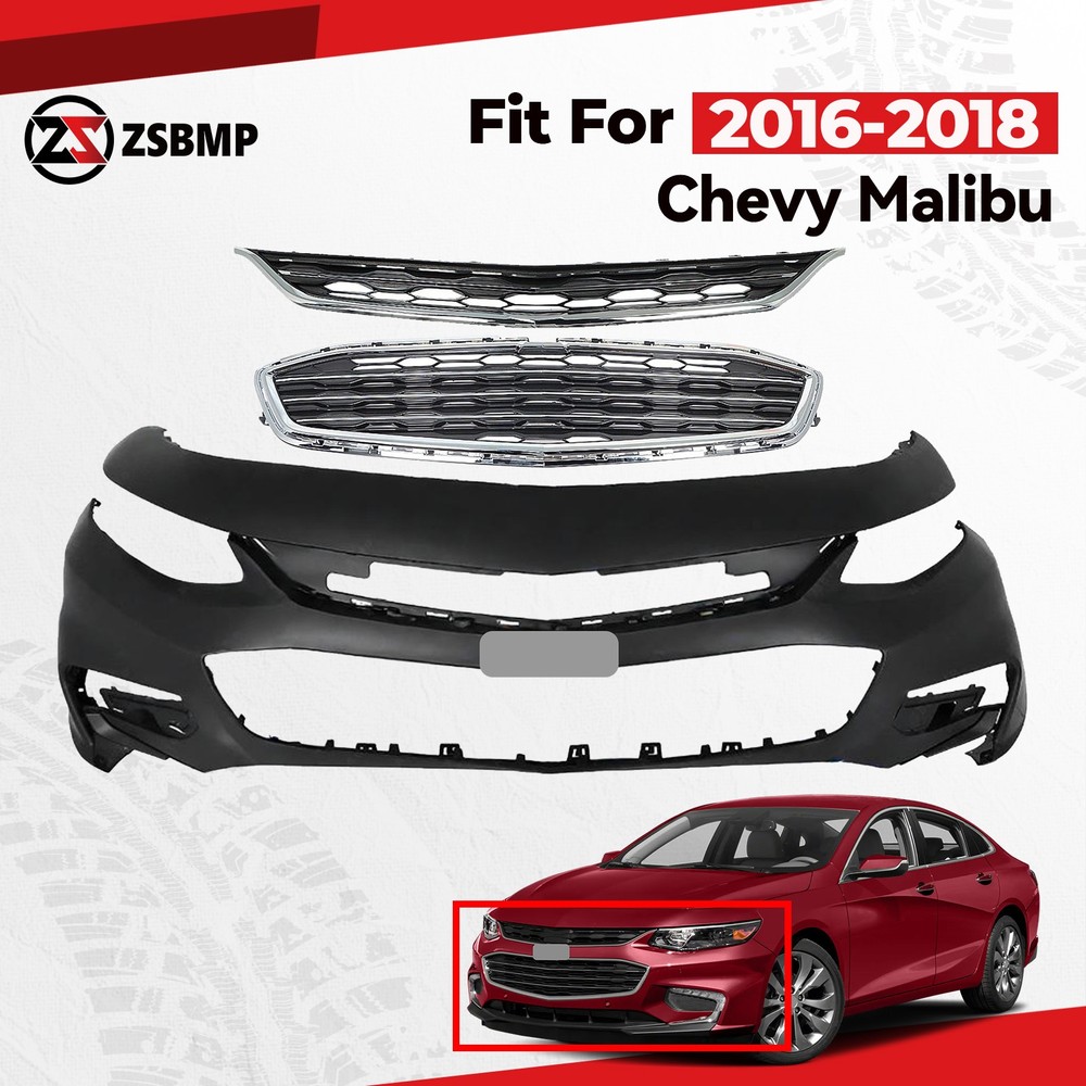 Front Bumper Cover Grille Kit For 2016-2018 Chevry Malibu LS Grill Assy 84042377