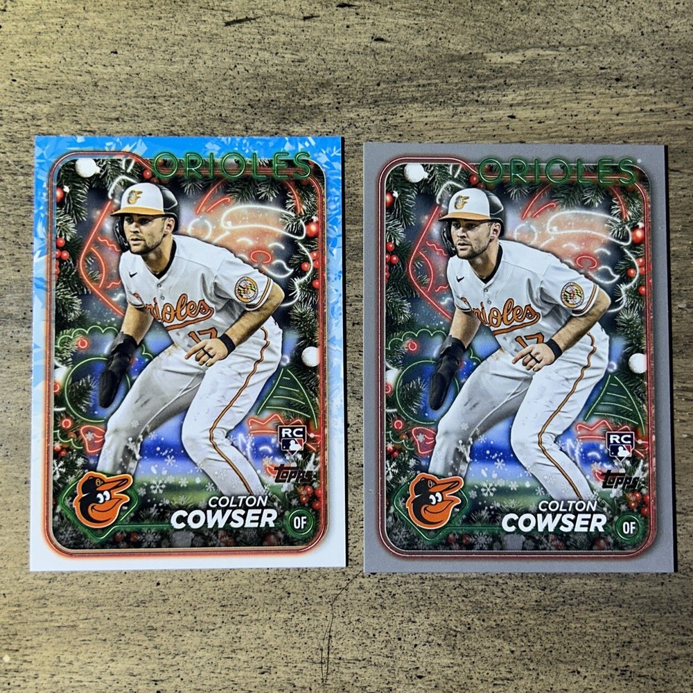 2024 Topps Holiday Colton Cowser 2 Card Rookie Set Grey Parallel & Glitter Foil