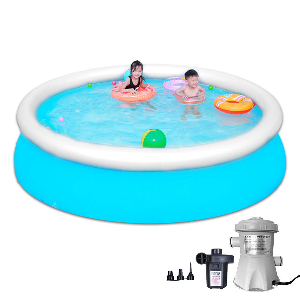 10ft×30in Easy Set Inflatable Round Swimming Pool with Pump＆Filter Above Ground