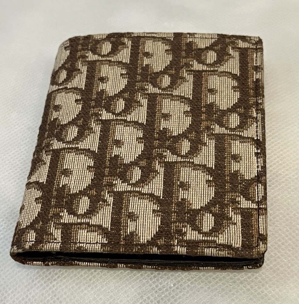 Christian Dior Beige & Brown Dior Oblique Jacquard and Leather Wallet 70’s New