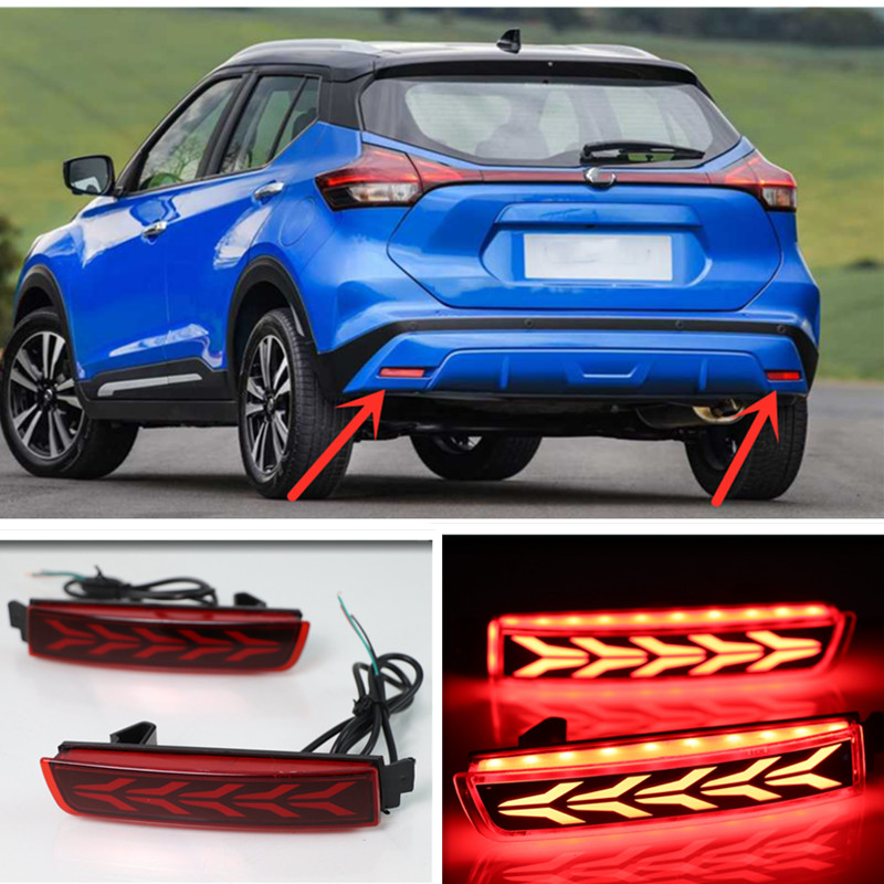 Pair For NISSAN KICKS 2017-2023 LED Rear Fog Light Tail Bumper Lamp Trim Refit