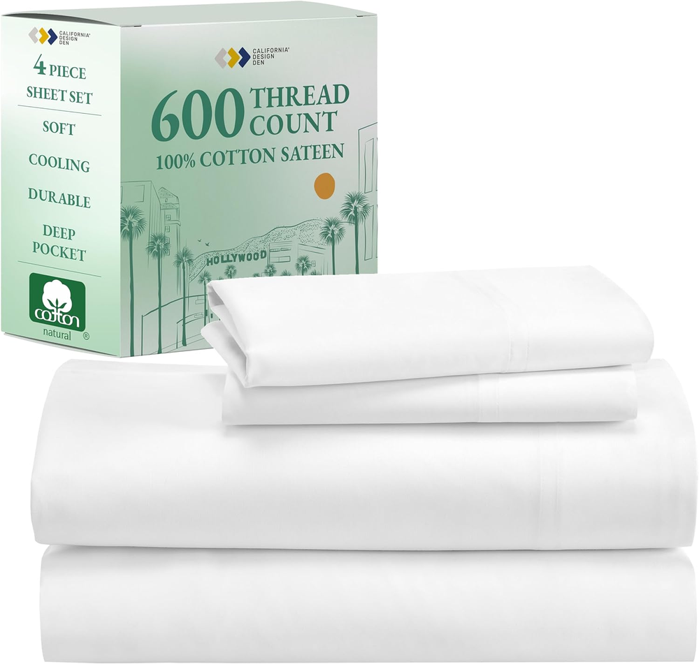Luxury 600 Thread Count 100% Cotton California King Deep Pocket Sheets