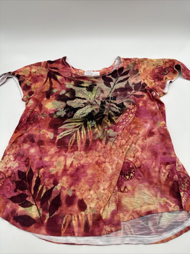 Time And Tru Women's X-Large Long Sleeve Graphic Print Rhinestone Shirt