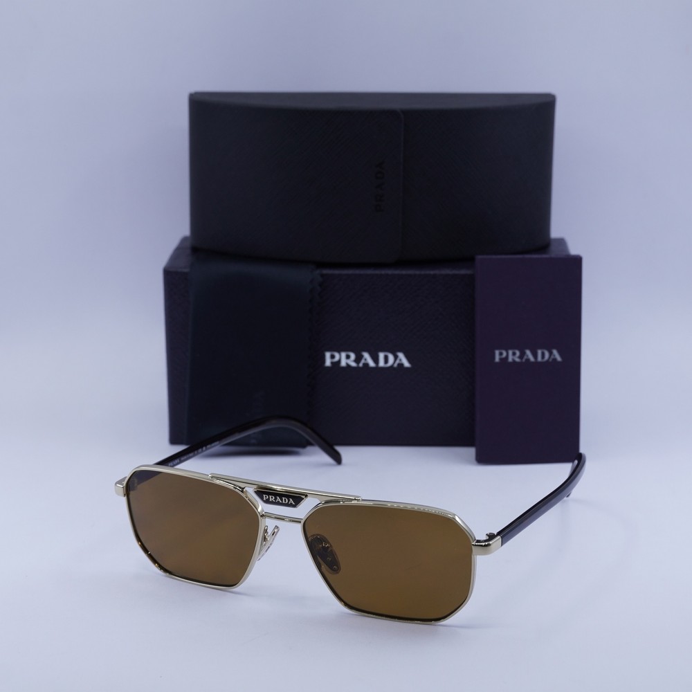 Prada PR58YS Pale Gold Brown Polarized Sunglasses 57mm