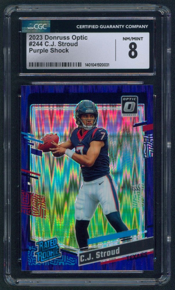 2023 Panini Donruss Optic C.J. Stroud Rated Rookie #244 Purple Shock Prizm RC