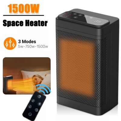 Space Heater 60°Oscillating 1500W Electric Ceramic Tower Heater with Remote US