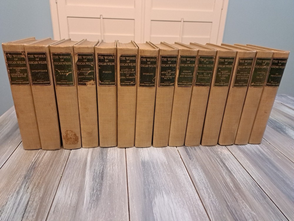 The Works of Oscar Wilde Sunflower Edition 14/15 Book Collection 1909 RARE