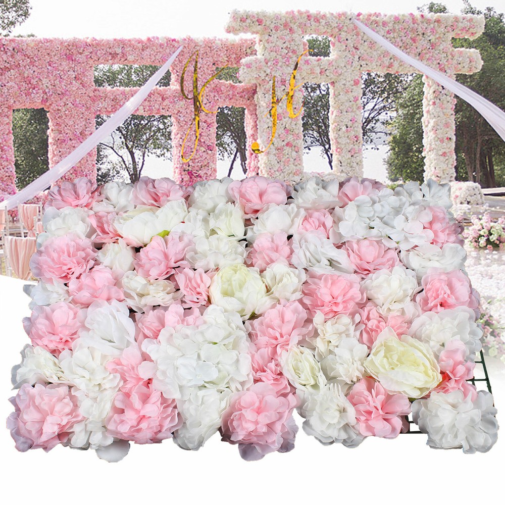 6Pcs Artificial Flower Wall Hydrangea Panel Bouquet Wedding Party Home Decor