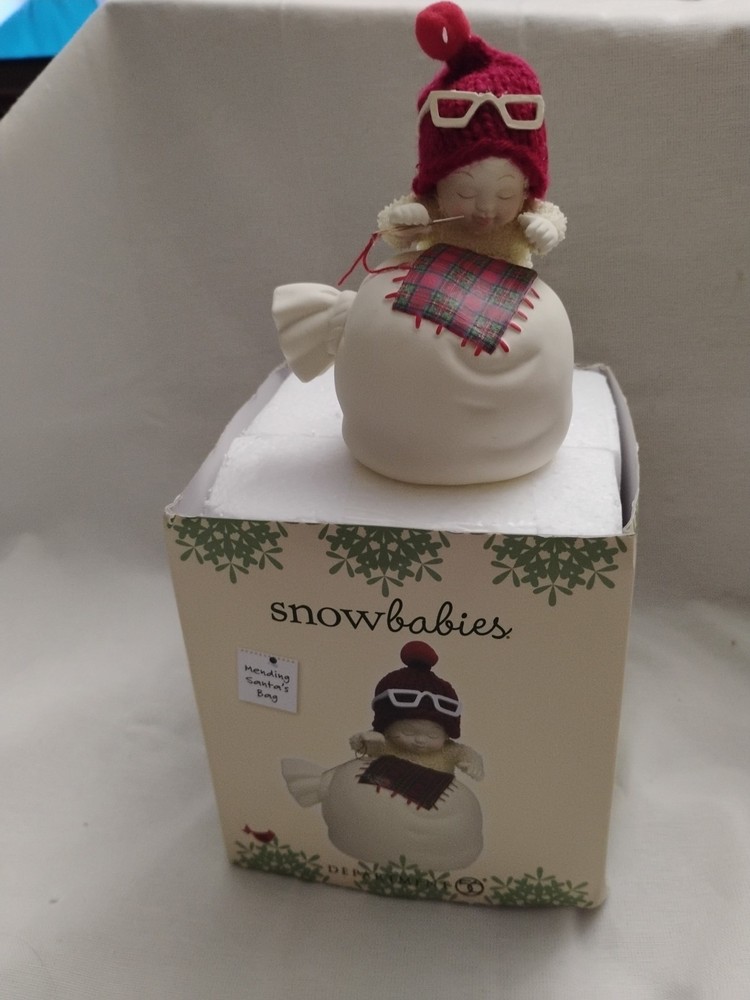 Snowbabies Mending Santa's Bag Collectible Holiday Figurine
