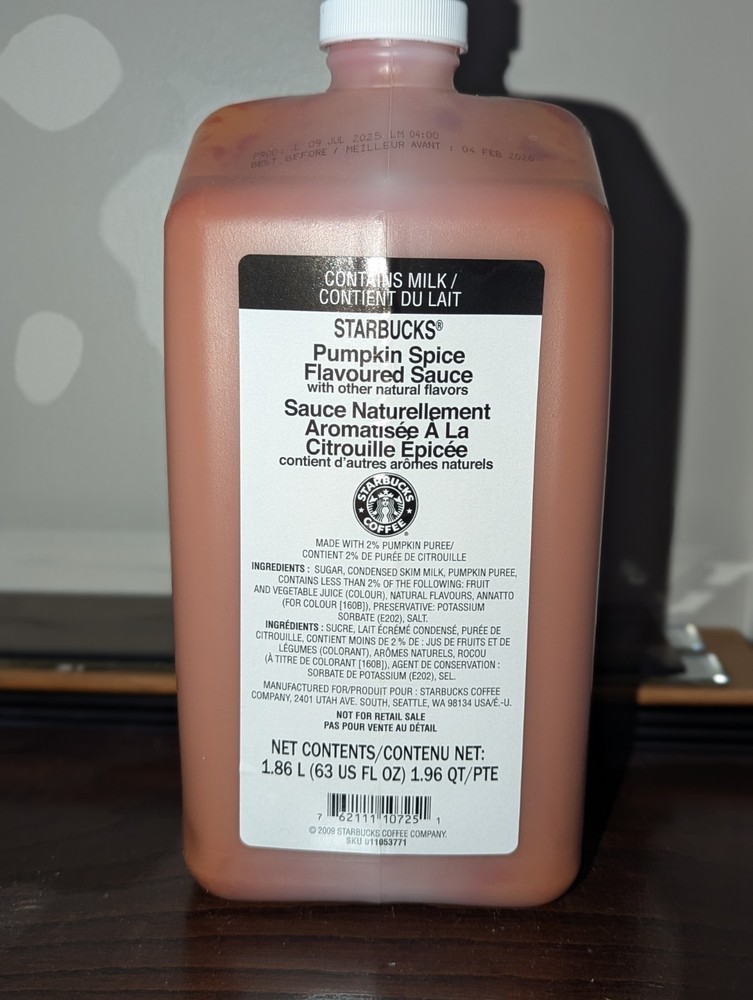 Starbucks Pumpkin Spice Sauce 63 Oz BB 2/4/26