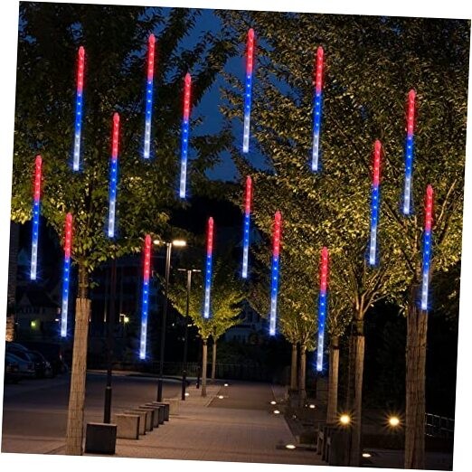 4th of July LED Patriotic Lights in Red Blue White for Outdoor Decorations
