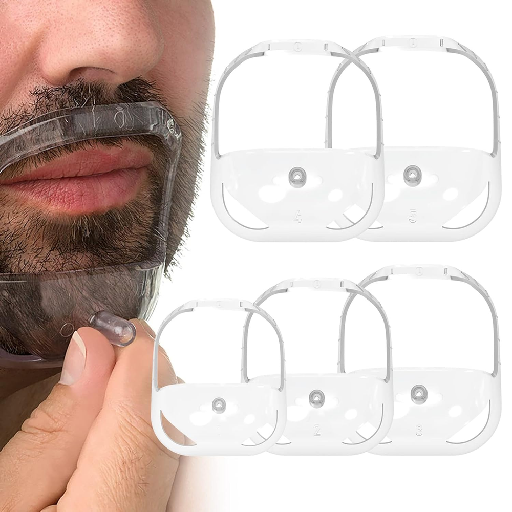 Goatee Shaving Template for Men with 5 Different Sizes, Beard Guide Shaper with