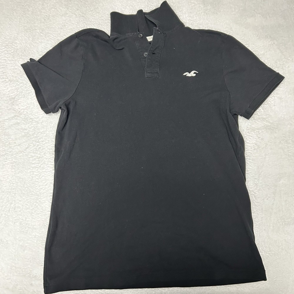 Hollister Advanced Stretch Fit Poll Black With White Bird Size Large