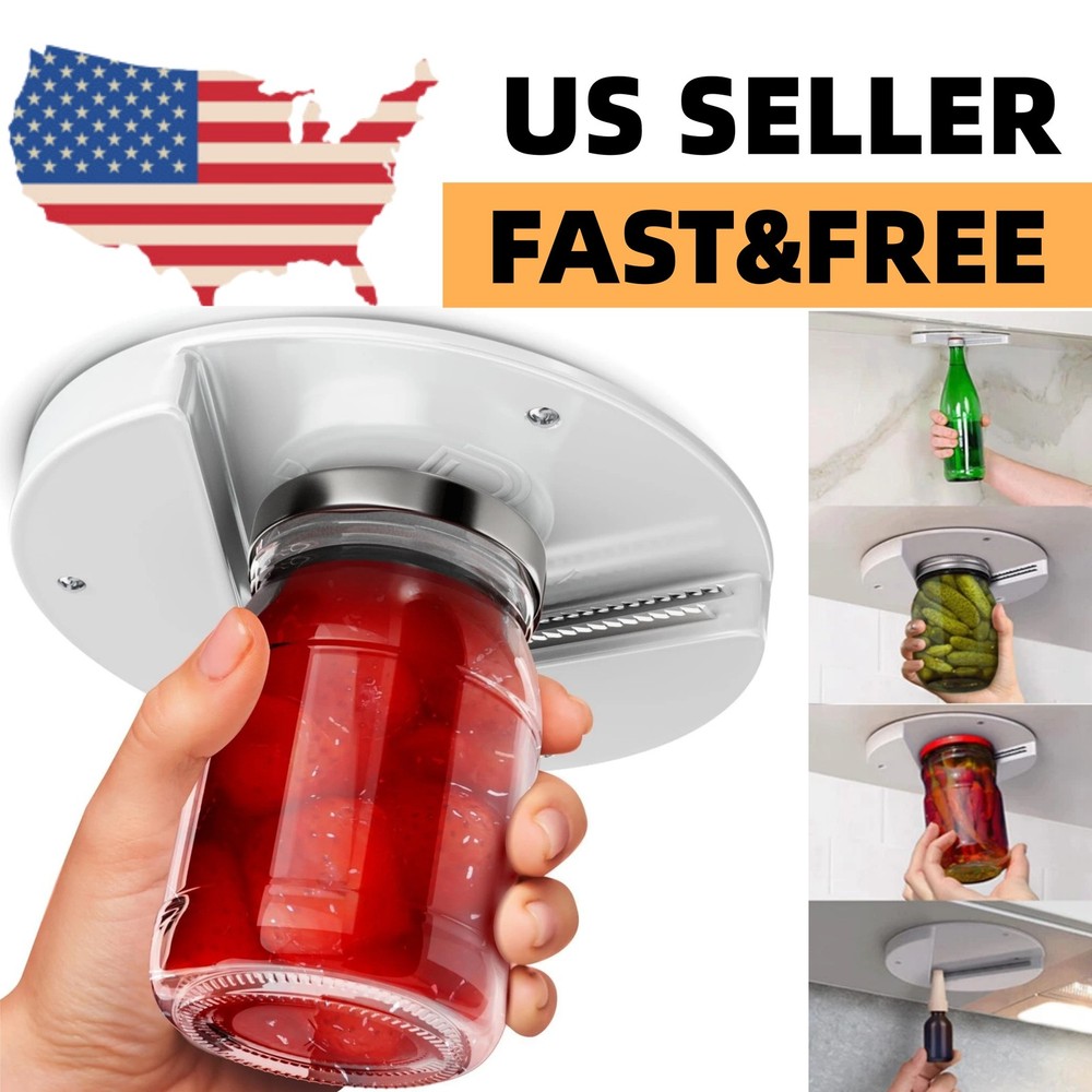 Jar Opener for Weak Hands & Seniors w/ Arthritis, Under Cabinet Lid Opener