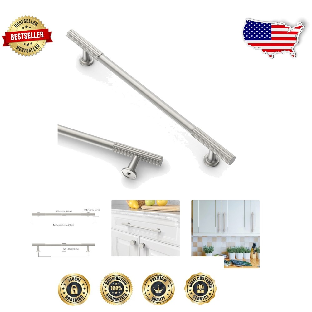 Elegant 10-Pack 7.5-Inch Brushed Satin Nickel Cabinet Pulls for Modern Kitchens