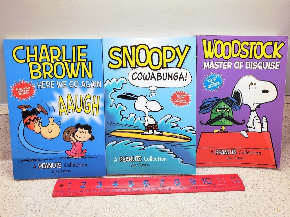 Charlie Brown Snoopy Woodstock Kids Comics Collection 3 Books with Posters