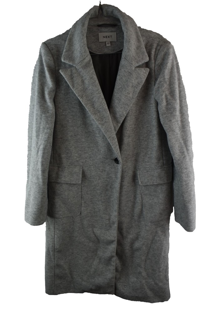 NEXT Grey Overcoat size Uk 10 Womens Long Coat Trench Casual Outdoors Outerwear