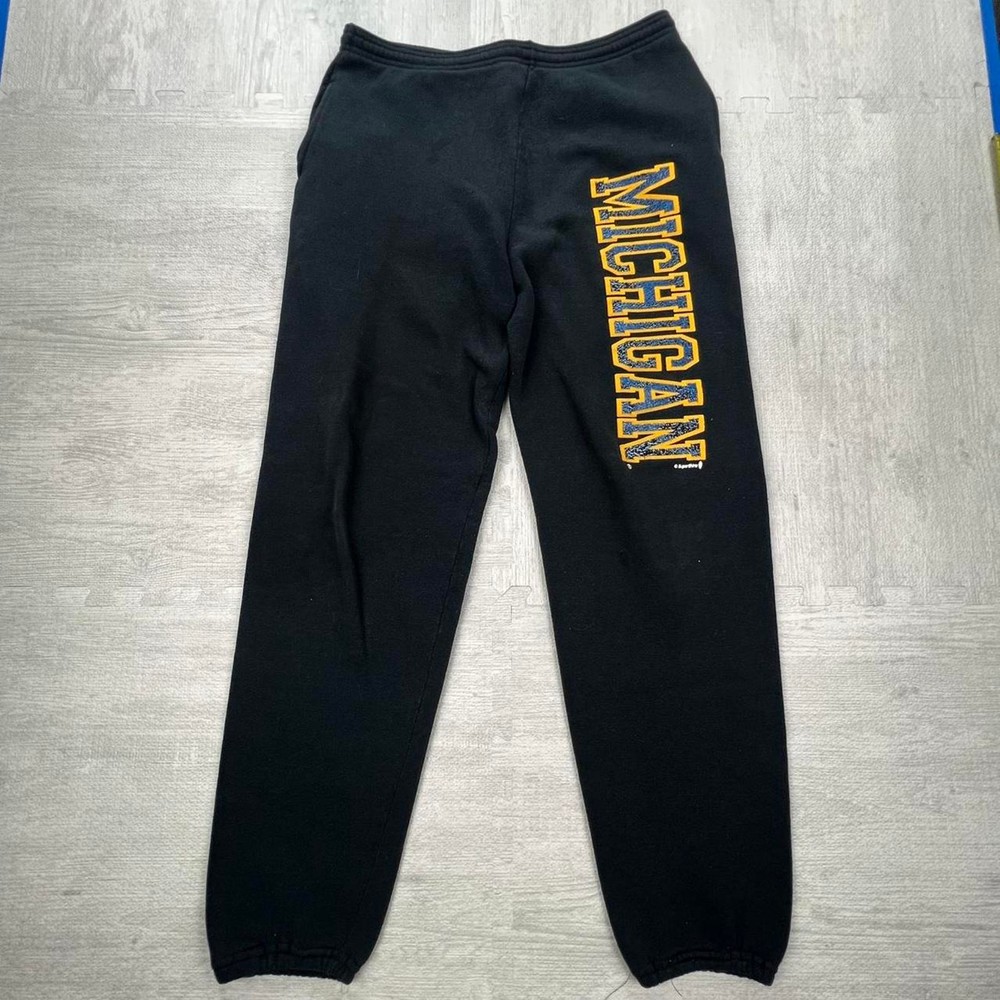 Vintage 90s Michigan Wolverines Sweatpants Size: L Black Yellow NCAA College