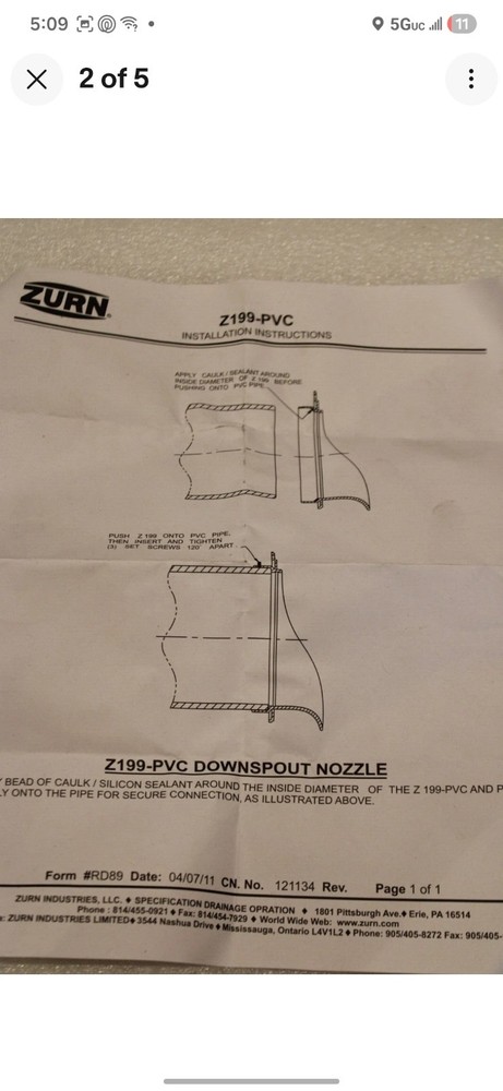 Zurn Z199-PVC - Bolt-On Downspout Nozzle for 4 Inch Pipe, Spout Only - Brass