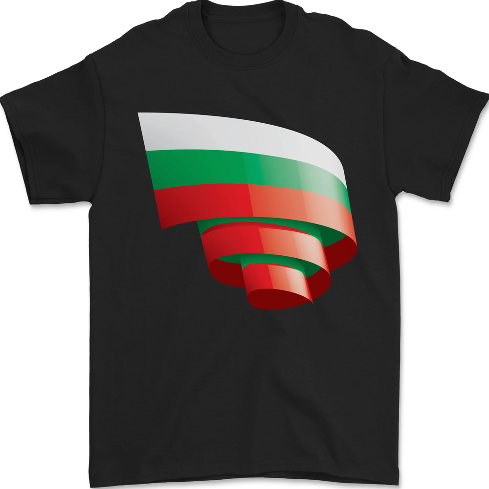 Curled Bulgaria Flag Bulgarian Day Football Mens T-Shirt 100% Cotton