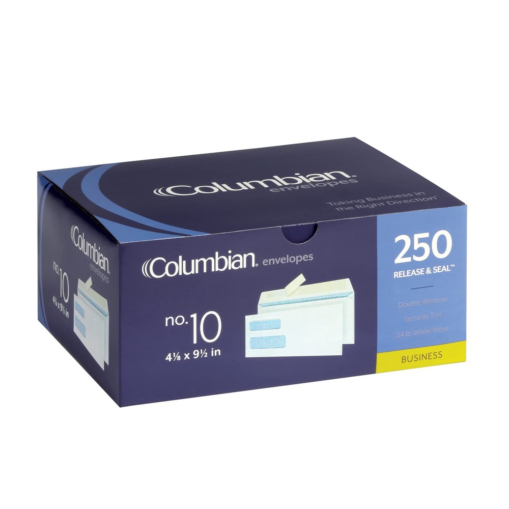Columbian #10 Double-Window Security Envelopes, 4-1/8 x 9-1/2 Inches, Self-Se...