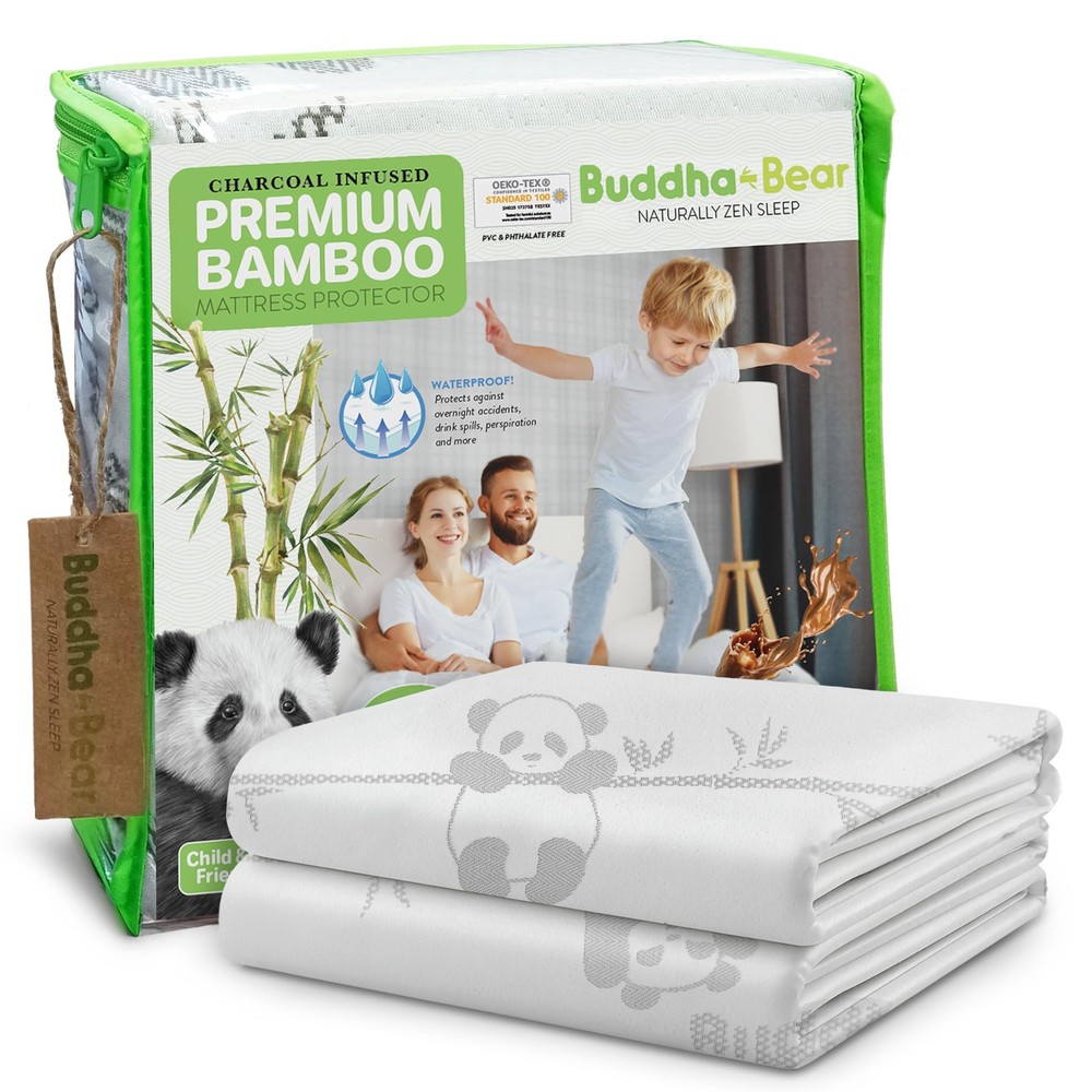 Premium Bamboo Waterproof Mattress Protector with Charcoal Infusion | Ultra Soft