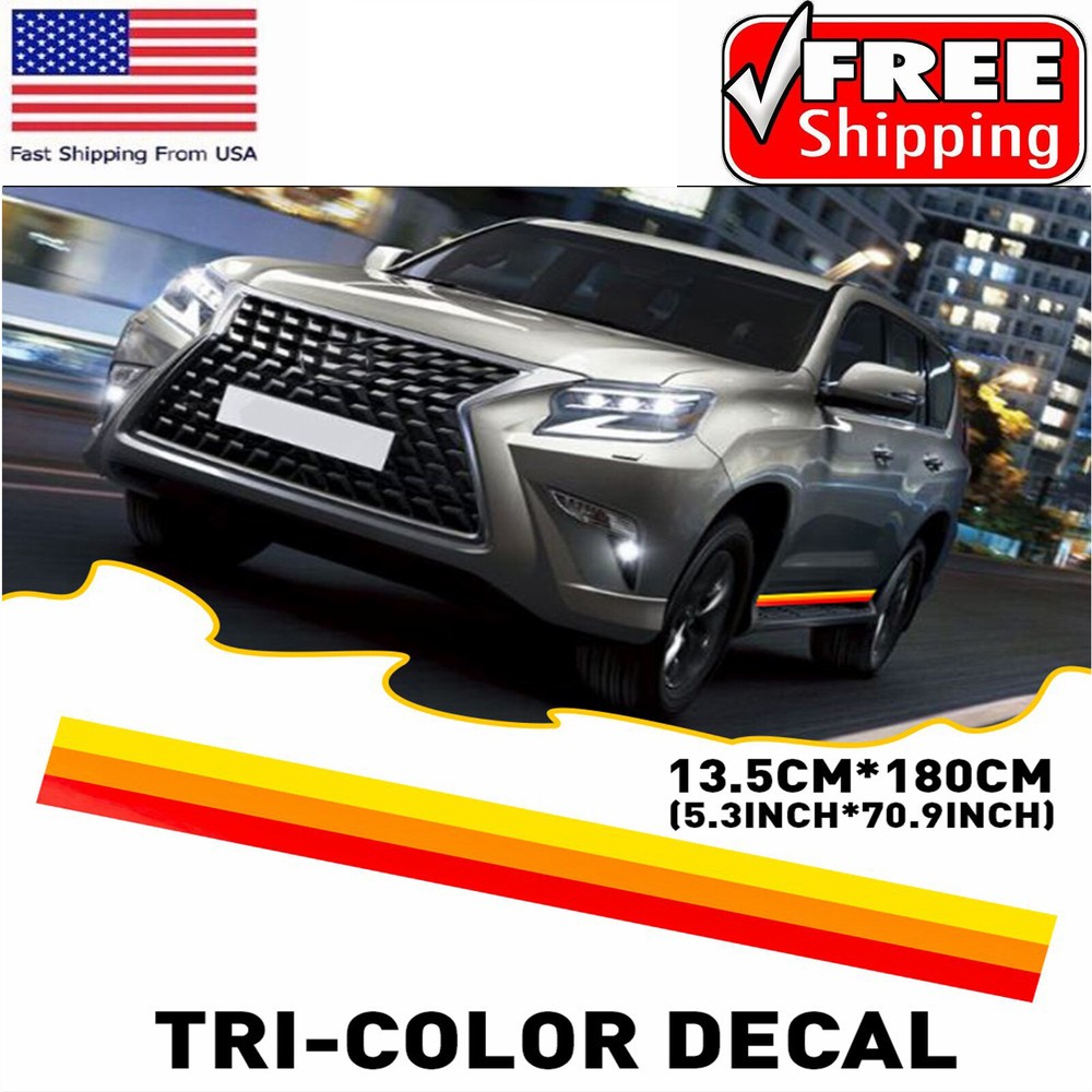 For Toyota/Lexus Classic Retro Style Tri-Color Decal Stripe Sticker Side skirt