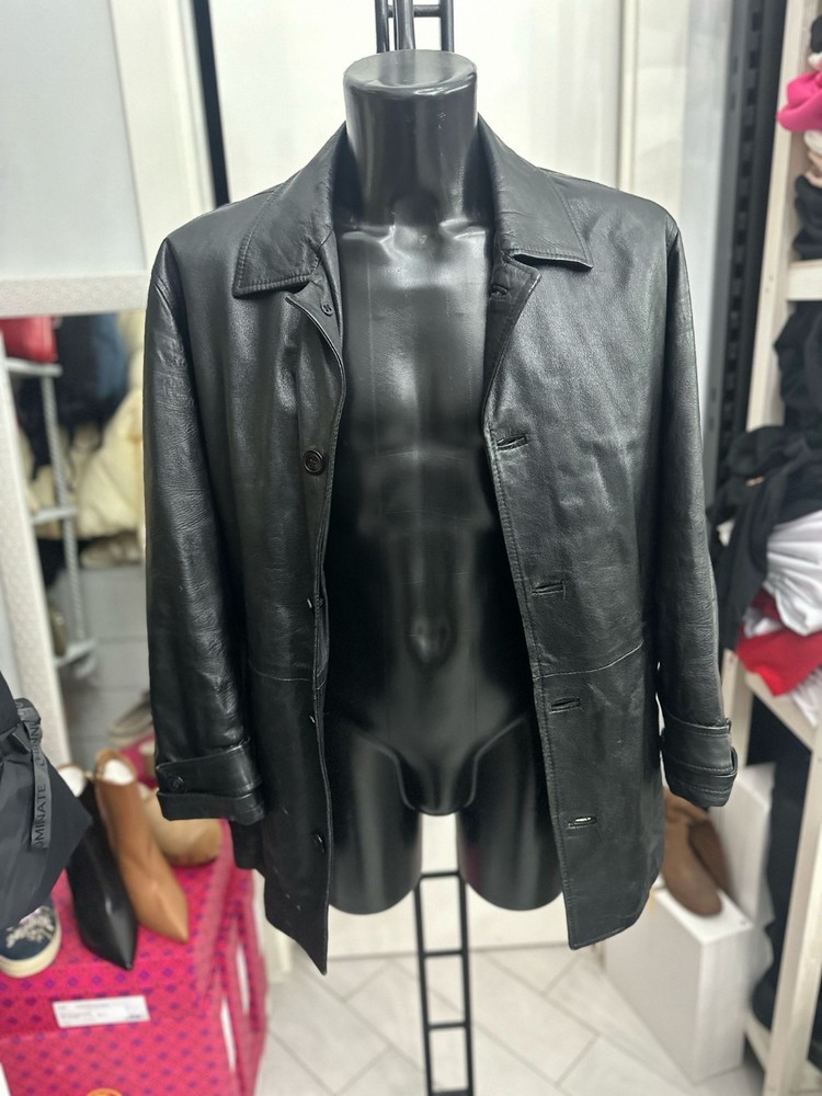 Men's Black Leather Jacket Size 48 LLV1438 Classic Biker Style