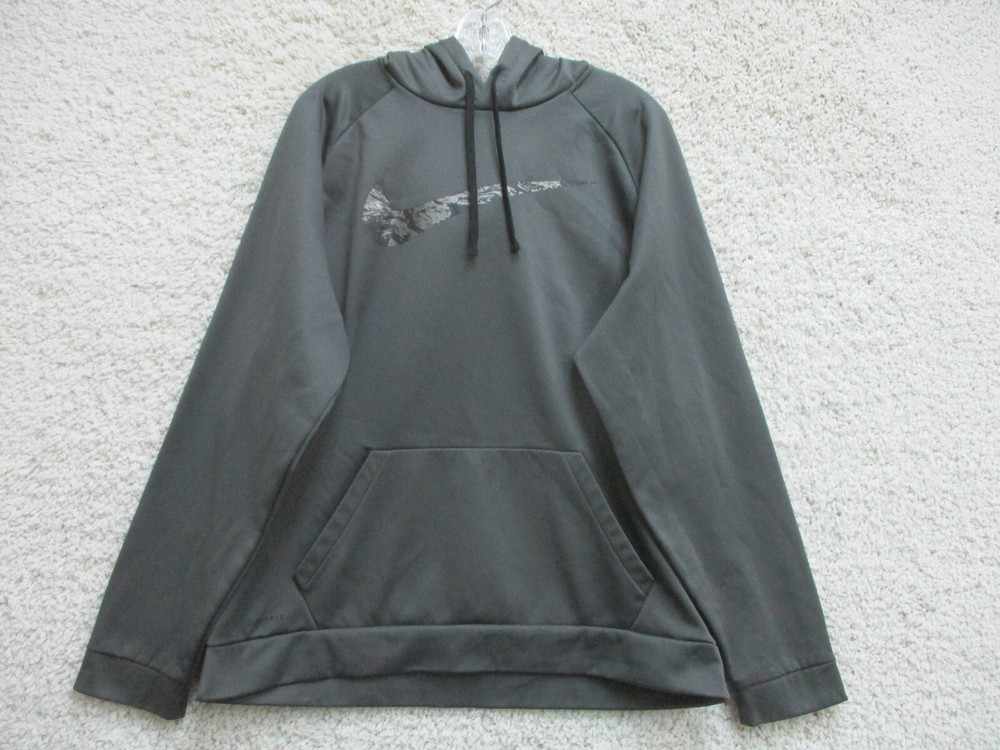 Nike Sweater Large Adult Dark Gray Hoodie Pullover Pockets Swoosh Logo Mens L