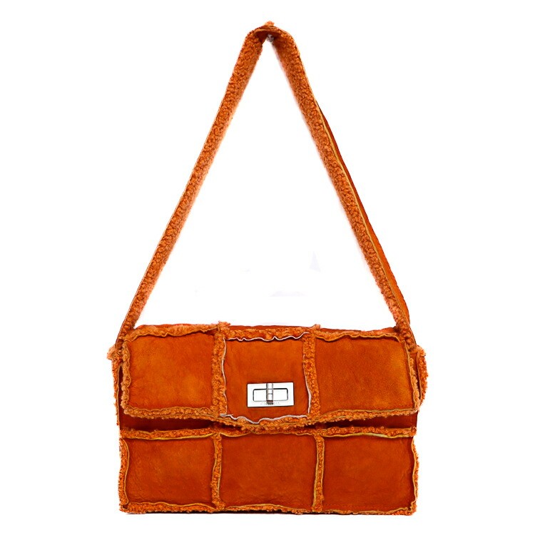 CHANEL Chocolate Bar Shoulder Bag in Orange Sheepskin for Women 4263448