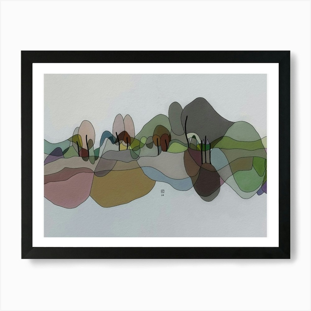 Framed Landscape With Trees Canvas Art Print Wall Decor