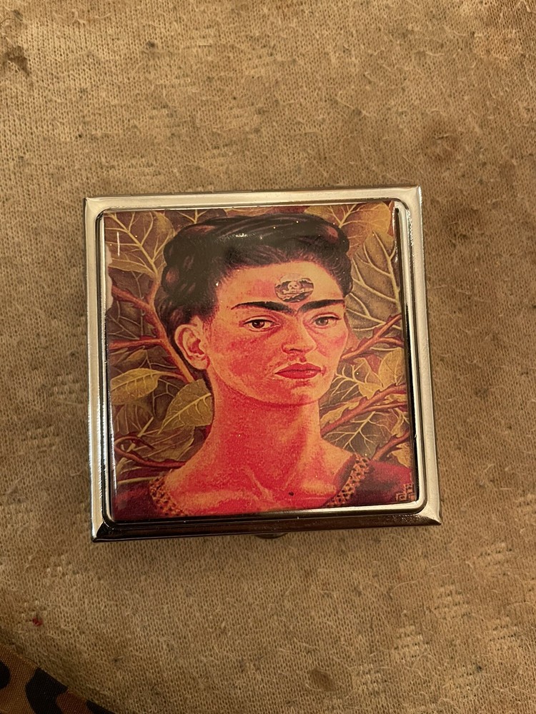 Retro Frida Kahlo Diego  Square Silver Mirror Compact & Postcard!
