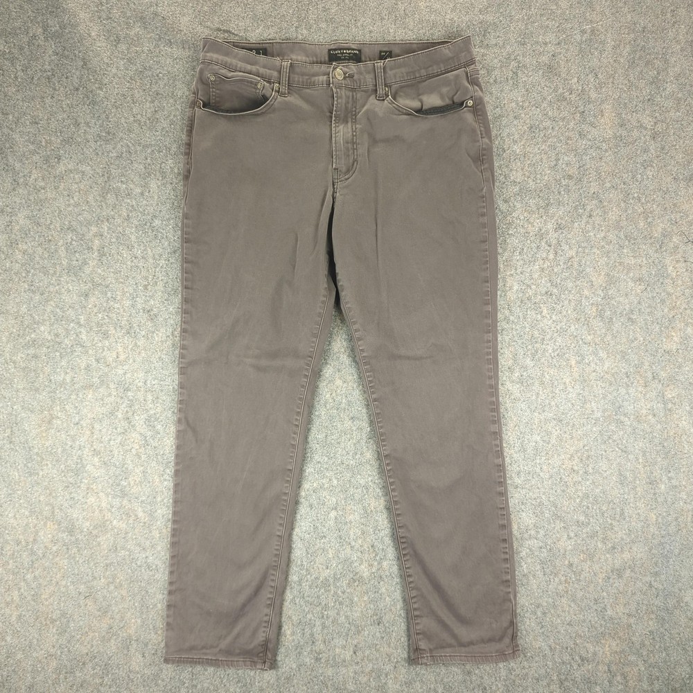 Lucky Brand 121 Jeans Mens 36x32 Gray Slim Straight Stretch Cotton Casual Pants