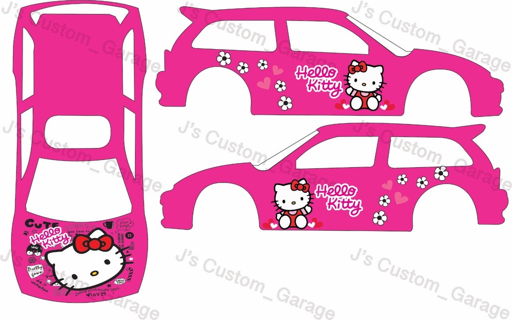 Universal Hello Kitty V4 white toner water slide decal For 1/64  custom diecast