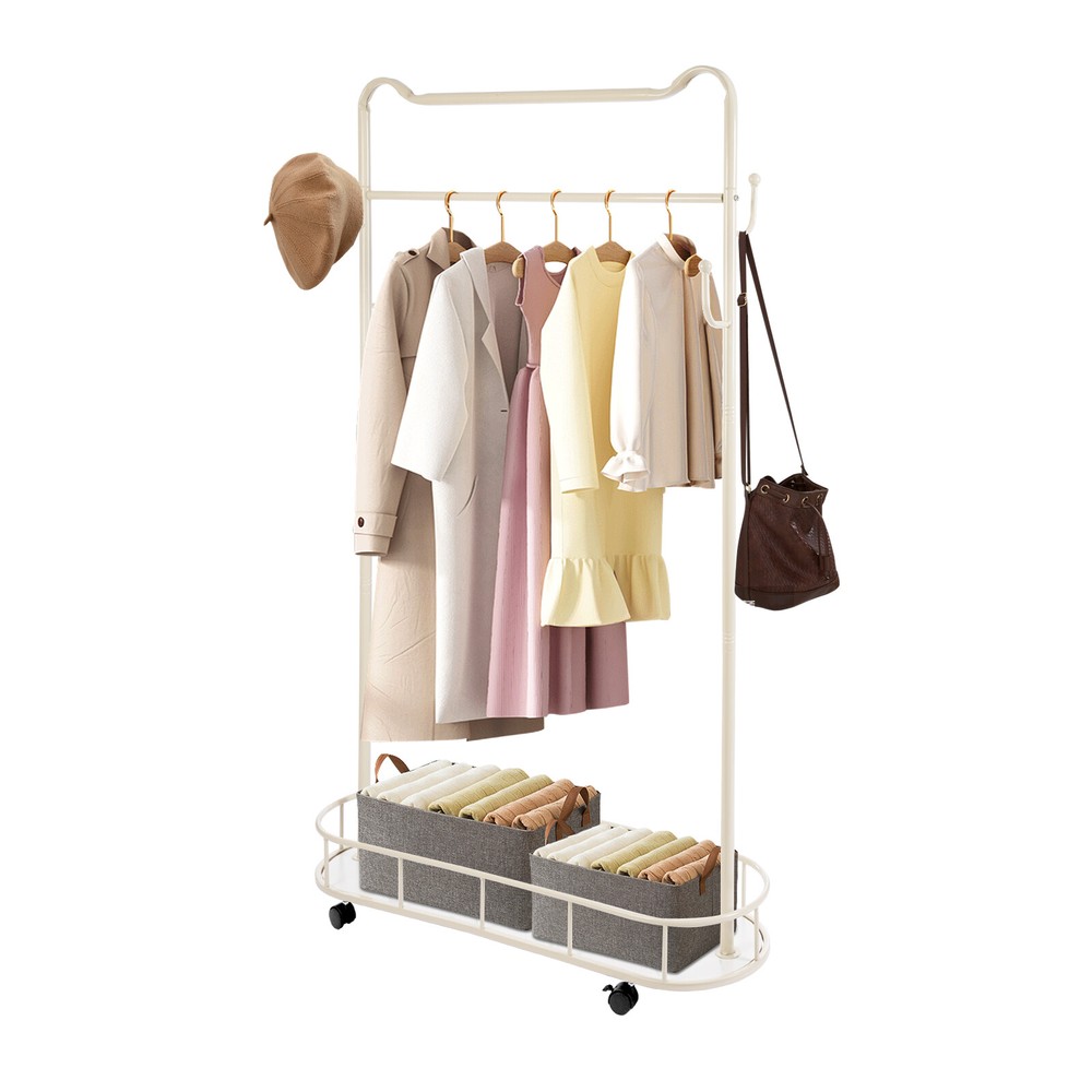 Clothes Rack, Movable Coat Rack, Coat Rack with Storage Basket