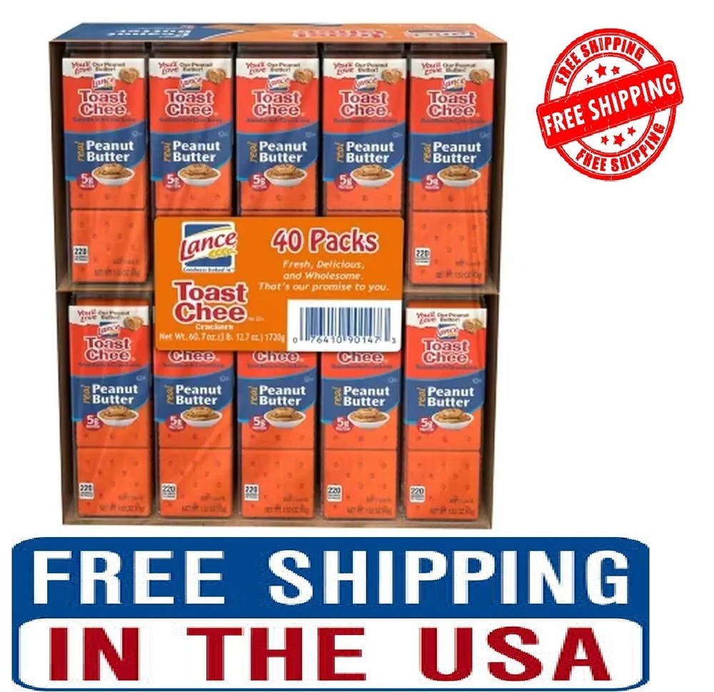 🔥Lance ToastChee Peanut Butter Crackers 1.52 oz., 40 pk FRESH Free Shipping